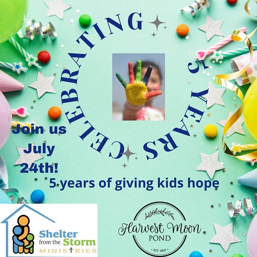 Celebrating 5 Years of Giving Kids Hope July 24th at Harvest Moon Pond